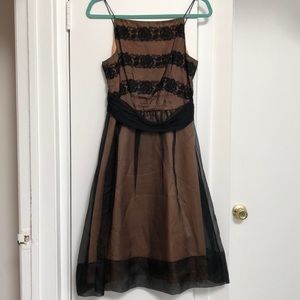 Beautiful silk and lace black and nude dress